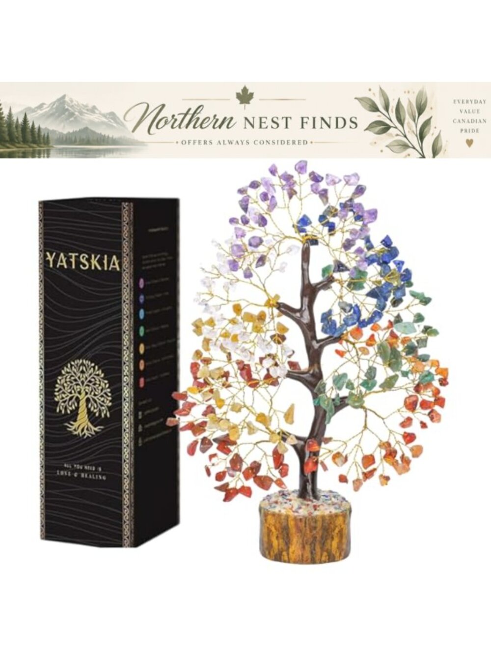 Handcrafted 7 Chakra Crystal Tree of Life Healing Gemstone Home Office Decor 10